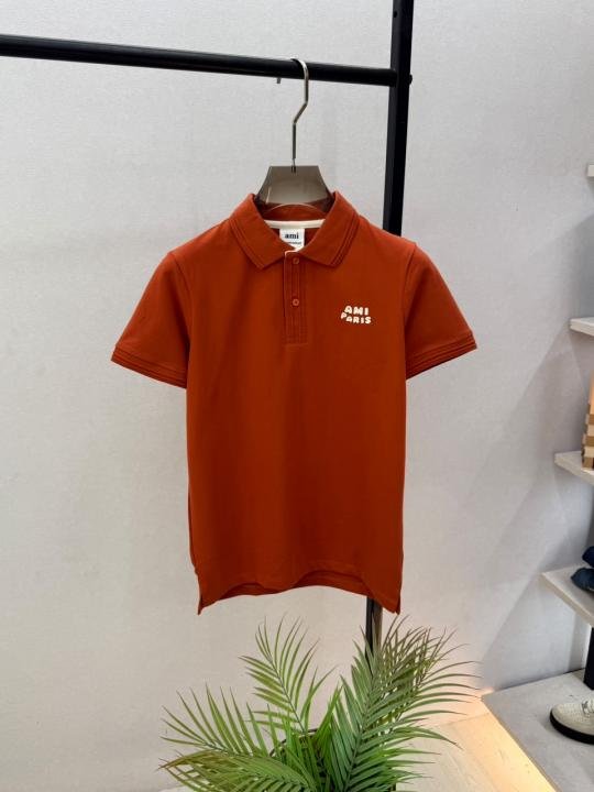 Ami Logo Orange Premium Polo Collar Neck T-shirt F3644-or