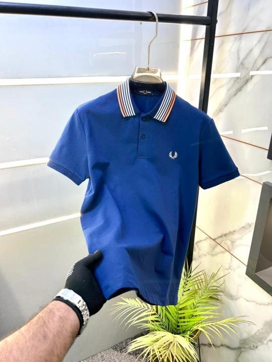 Fred Perry Blue Polo Premium Collar Neck T-shirt F3755-bu - Image 11