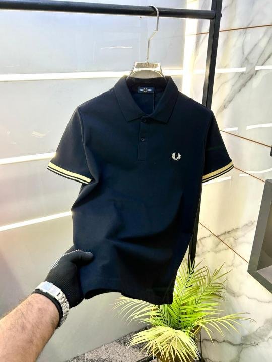 Fred Perry Black Polo Premium Collar Neck T-shirt F3755-b1 - Image 11