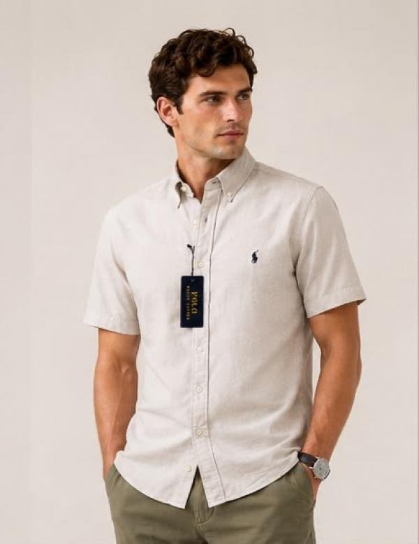 Ralph Lauren Premium Light Grey Half Sleeve Casual Shirt