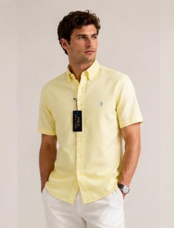 Ralph Lauren Premium Lime Green Half Sleeve Casual Shirt