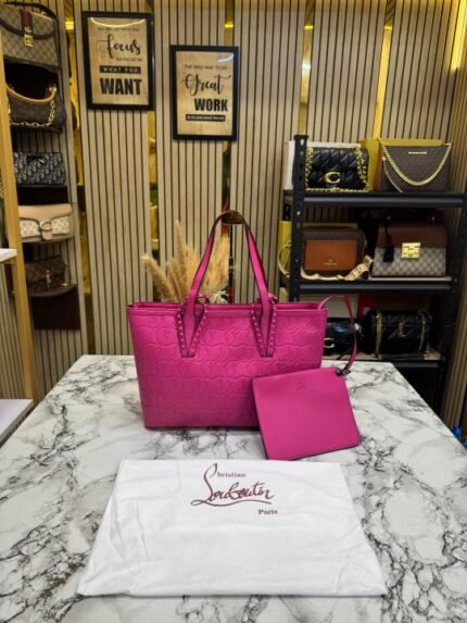 Christian Louboutin Embossed Leather Tote Bag With Pouch Dust Bag - Best Price Online - Style 1 - Bootery