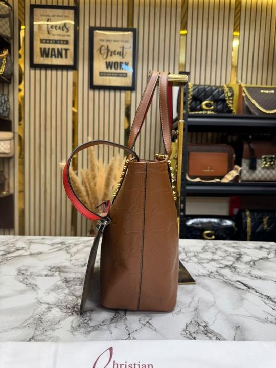 Christian Louboutin Embossed Leather Tote Bag With Pouch Dust Bag - Image 4