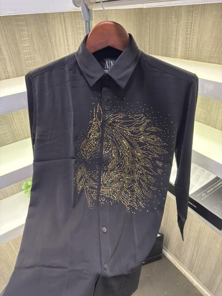Armani Exchange Armani Exchange Diamond Horse Print Shirt Color Black - Image 3