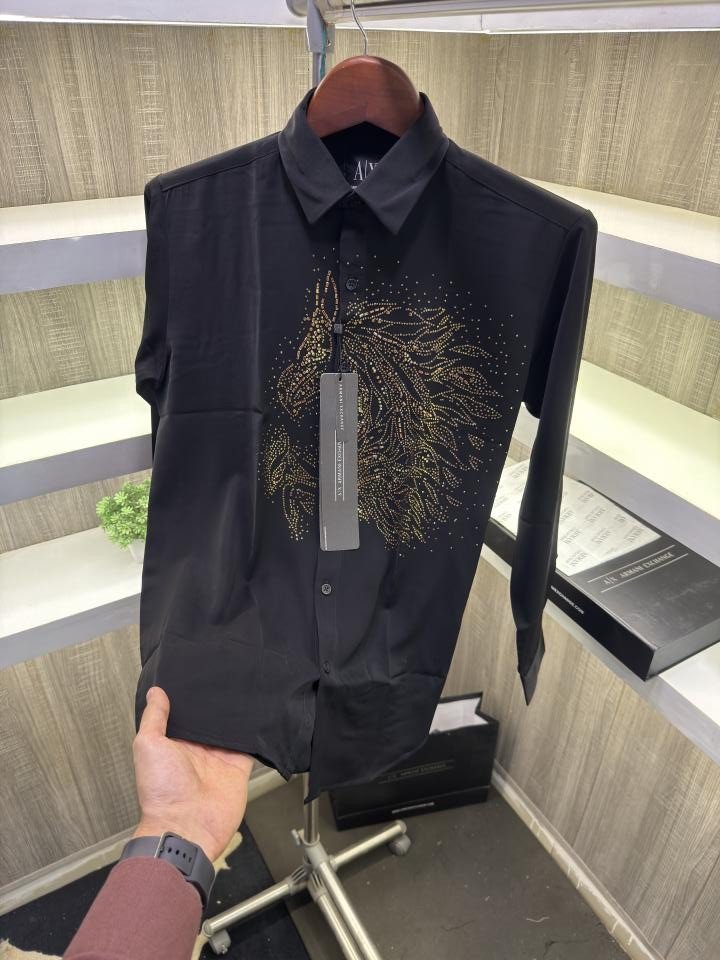 Armani Exchange Armani Exchange Diamond Horse Print Shirt Color Black - Image 2