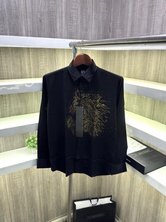 Armani Exchange Armani Exchange Diamond Horse Print Shirt Color Black