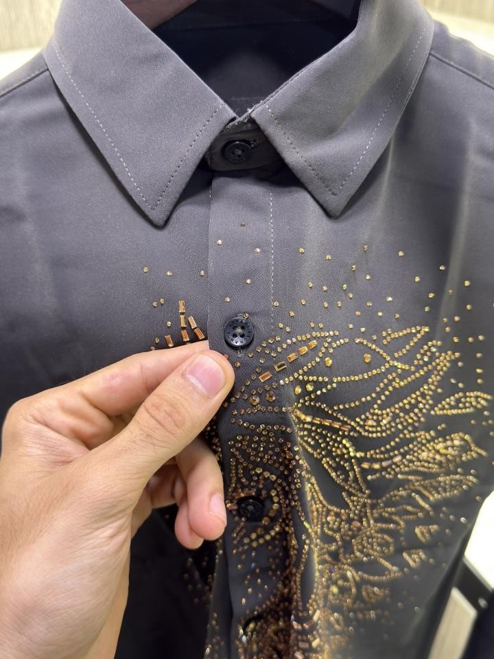 Armani Exchange Armani Exchange Diamond Horse Print Shirt Color Dark Grey - Image 4