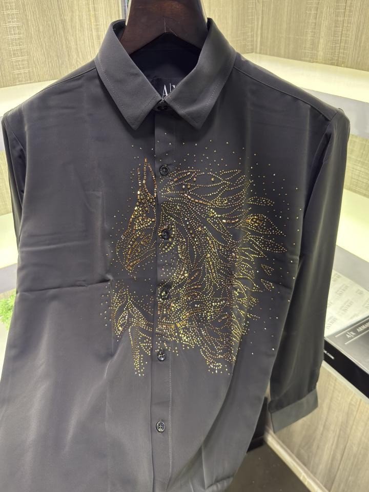 Armani Exchange Armani Exchange Diamond Horse Print Shirt Color Dark Grey - Image 3