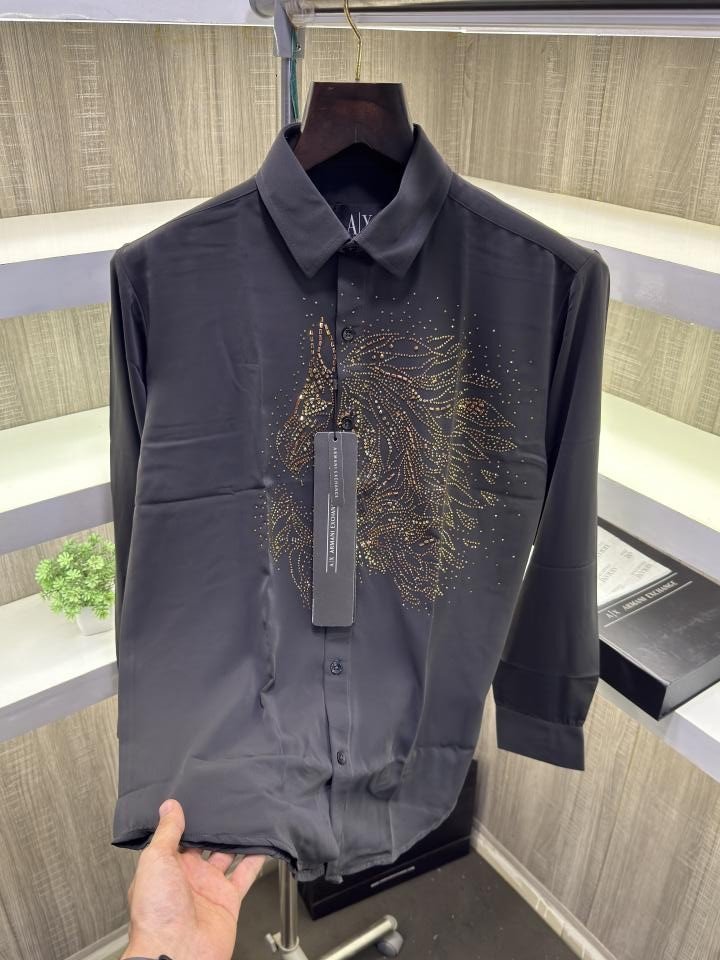 Armani Exchange Armani Exchange Diamond Horse Print Shirt Color Dark Grey - Image 2