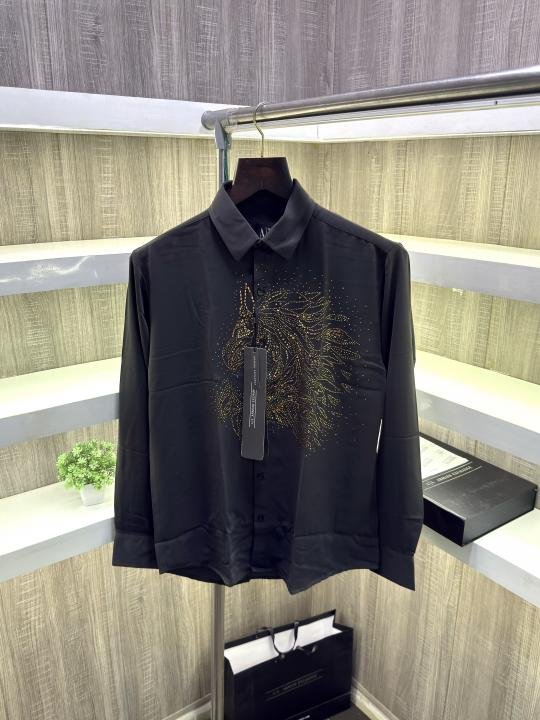 Armani Exchange Armani Exchange Diamond Horse Print Shirt Color Dark Grey - Image 1