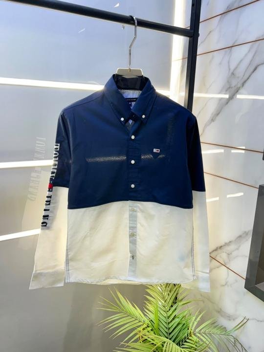 Tommy Hilfiger Tommy Hilfiger Navy Oxford Lycra Premium Printed Shirts F2734-ny - Image 3