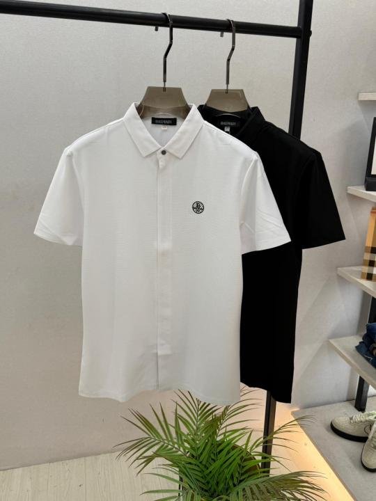 Balmain Balmain Paris Imported Black Super Premium Collar Neck Polo T-shirt F3784-bl - Image 2