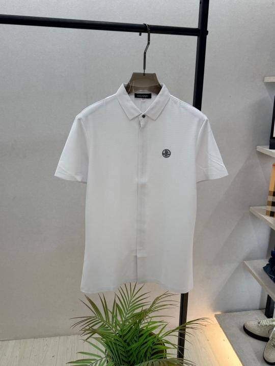 Balmain Balmain Paris Imported White Super Premium Collar Neck Polo T-shirt F3784-wh