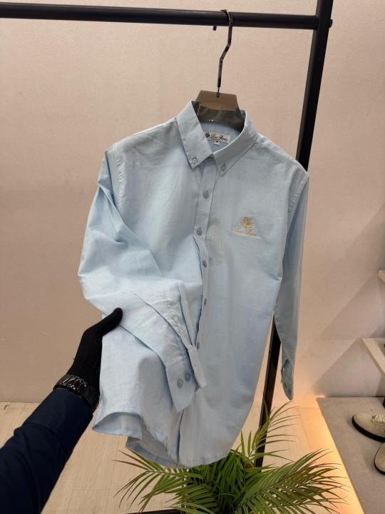 Loro Piana Linen Sky Embroidery Logo Premium Shirt F3894-sk - Image 3