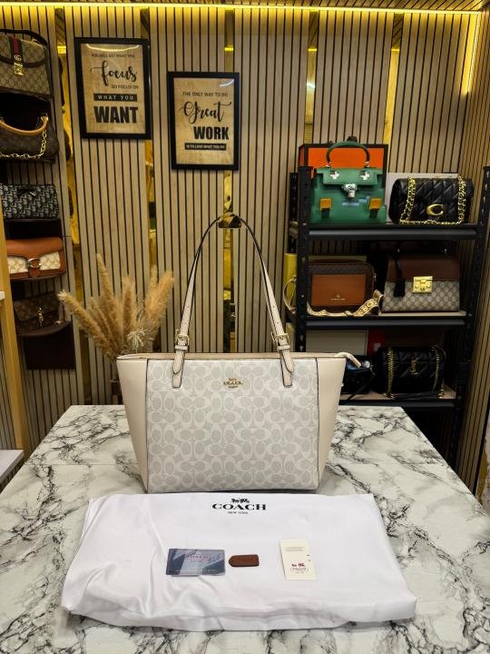 Coach City Signature Canvas Tote Bag With Dust Bag