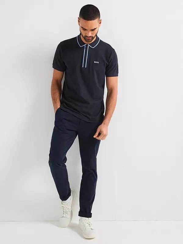 Boss Navy Polo Premium Collar Neck T-shirt F3753-ny