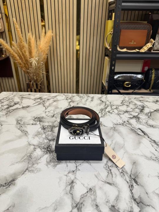 Gucci GG Marmont Silver Buckle Leather Belt