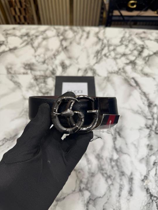 Gucci Snake Double G Leather Belt Silver Buckle - Image 1