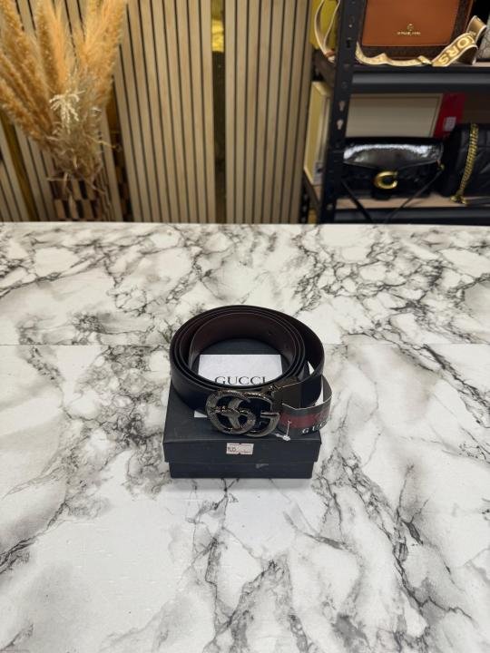 Gucci Snake Double G Leather Belt Silver Buckle - Image 4