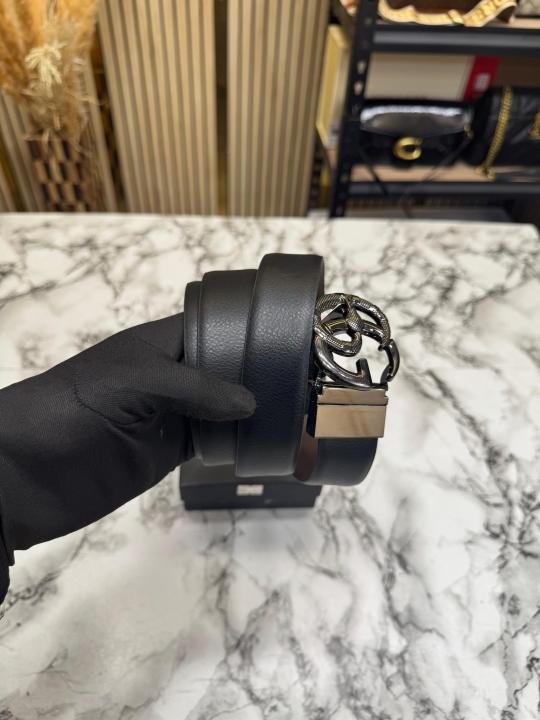 Gucci Snake Double G Leather Belt Silver Buckle - Image 3