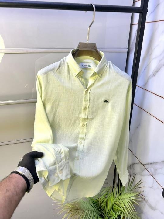 Lacoste Lacoste Linen Embroidery Logo Super Premium Pista Shirt F3952-pi - Image 3