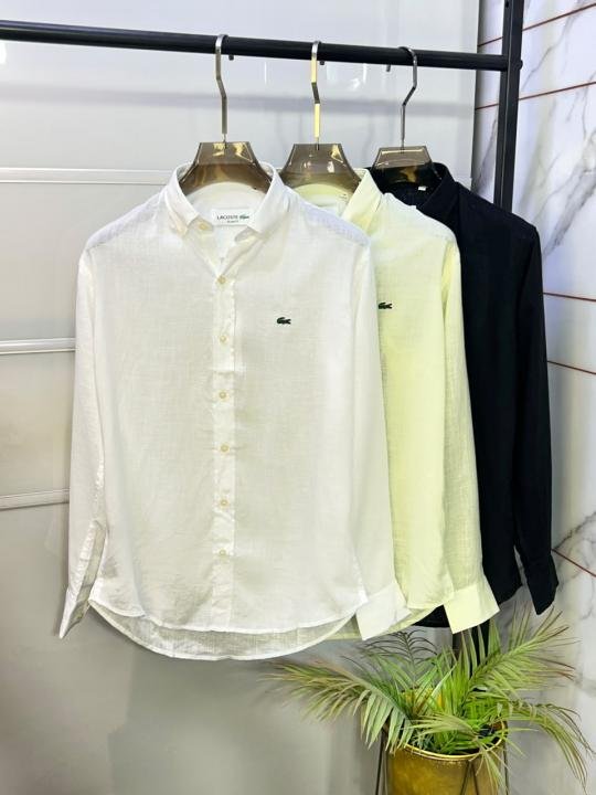 Lacoste Lacoste Linen Embroidery Logo Super Premium Pista Shirt F3952-pi - Image 2