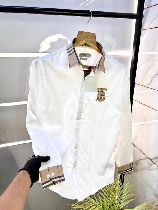 Burberry Burberry White Premium Embroidery Logo Shirt With Brand Box Packing And Carry Bag F2249-wh - Image 8