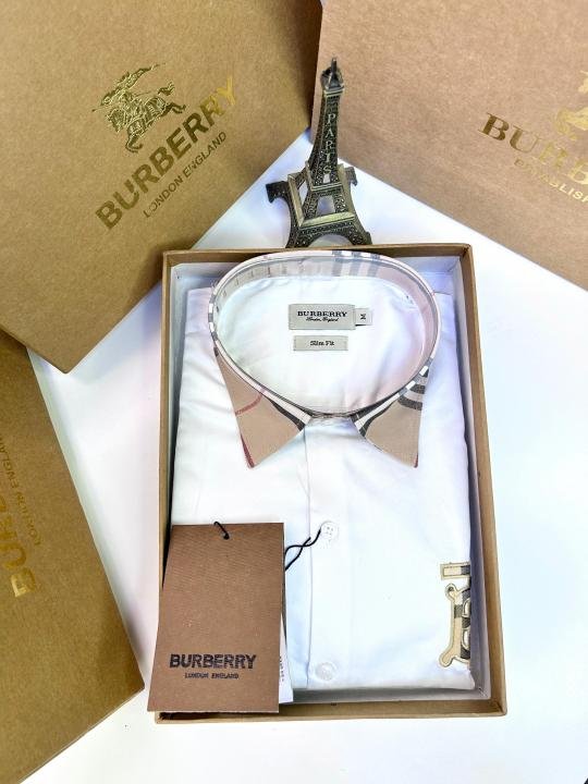 Burberry Burberry White Premium Embroidery Logo Shirt With Brand Box Packing And Carry Bag F2249-wh - Image 6