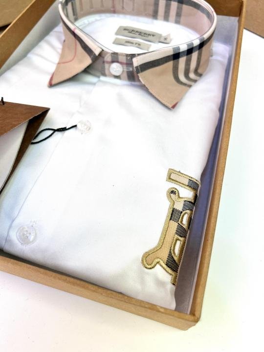 Burberry Burberry White Premium Embroidery Logo Shirt With Brand Box Packing And Carry Bag F2249-wh - Image 5