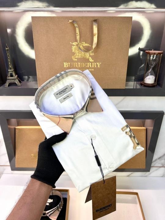 Burberry Burberry White Premium Embroidery Logo Shirt With Brand Box Packing And Carry Bag F2249-wh - Image 4