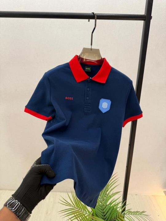 Boss Hug O Boss Blue Collar Neck Premium Polo T-shirt F3895-bu - Image 9