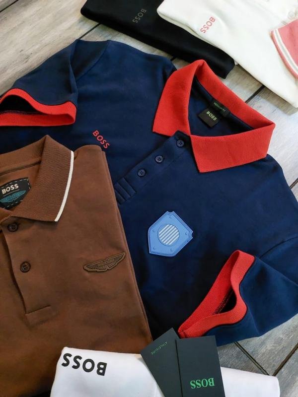 Boss Hug O Boss Blue Collar Neck Premium Polo T-shirt F3895-bu - Image 3