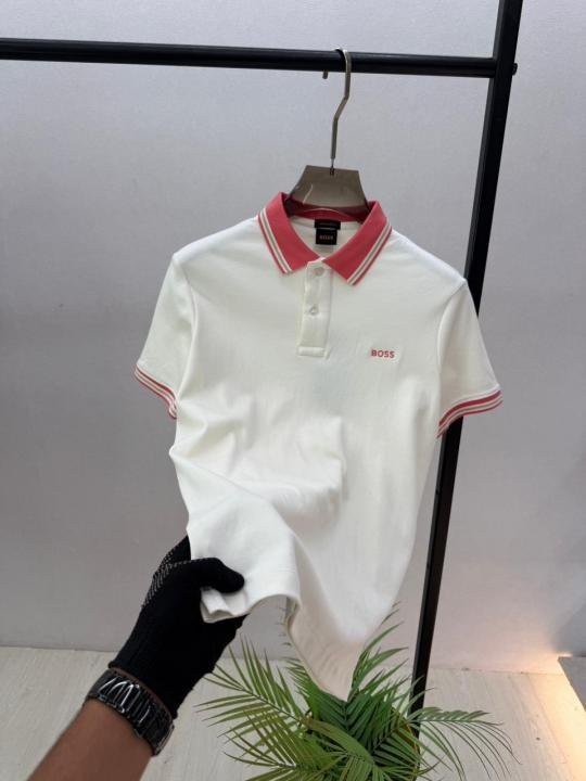 Boss Hug O Boss Cream Collar Neck Premium Polo T-shirt F3895-c1 - Image 11