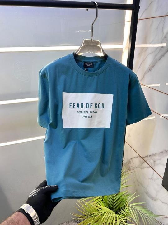 Fear Of God Essential Fear Of God Green Premium Round Neck T-shirt F3605-gr - Image 3