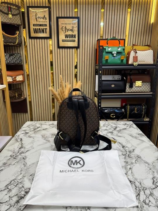 Michael Kors Michael Kor S Rhea Signature Two Tone Monogram Backpack With Double Zip Compartments - Image 3