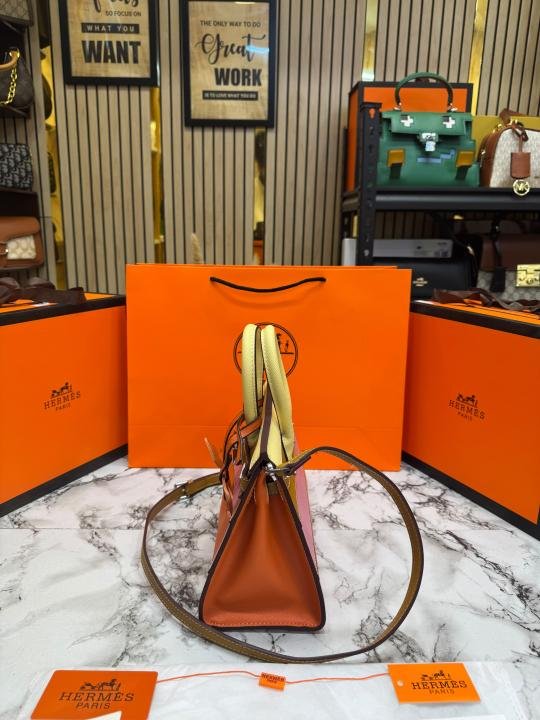 Hermes Limited Edition Cokorblock Brikin Leather Top Handle Bag With Crossbody Strap Including Box And Carry Bag - Image 3