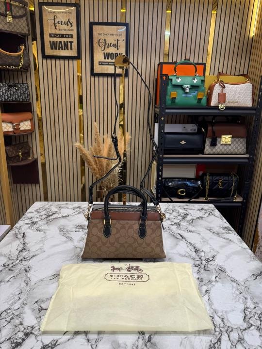 Coach Darcie Signature Canvas Satchel Bag With Crossbody Strap And Dust Bag - Image 11