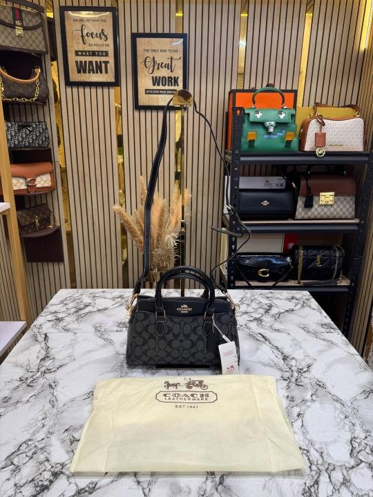 Coach Darcie Signature Canvas Satchel Bag With Crossbody Strap And Dust Bag