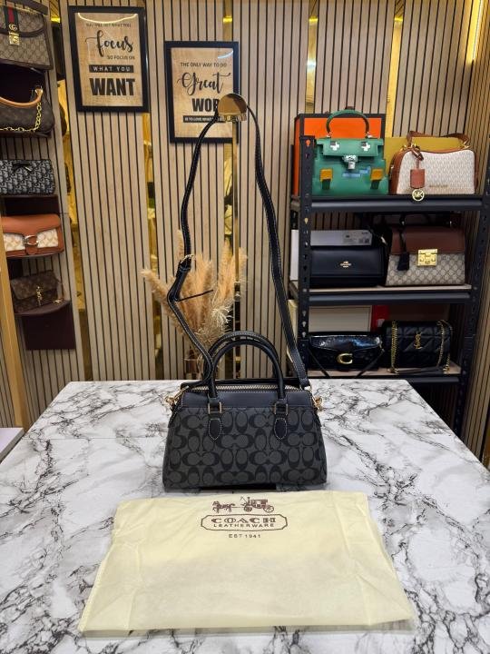 Coach Darcie Signature Canvas Satchel Bag With Crossbody Strap And Dust Bag - Image 4