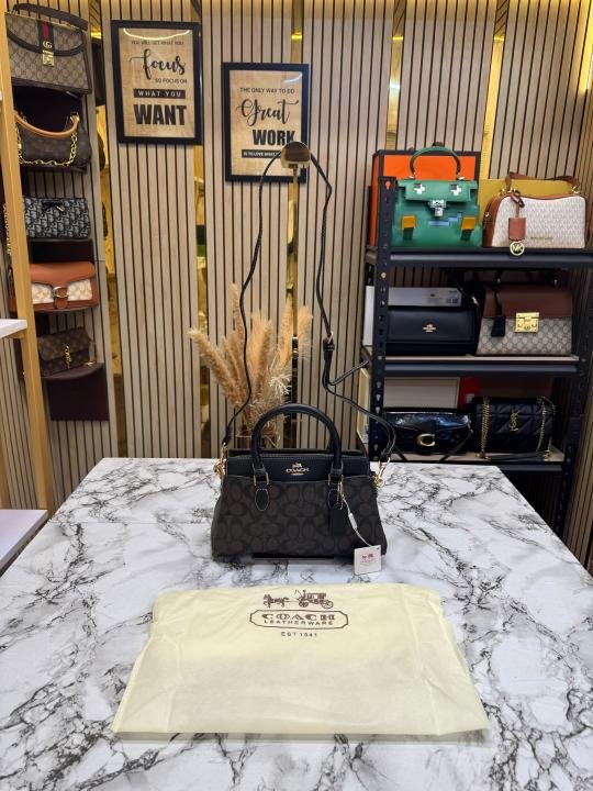 Coach Darcie Signature Canvas Satchel Bag With Crossbody Strap And Dust Bag