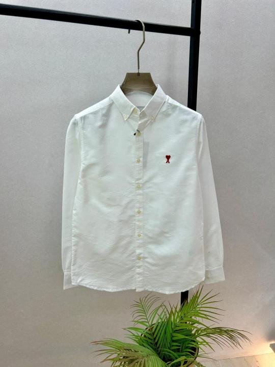 3366802_6a47a96a9ebeb4.jpeg Ami White Embroidery Logo Oxford Lycra Premium Shirt F3825-wh - Image 1