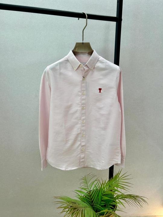 Ami Pink Embroidery Logo Oxford Lycra Premium Shirt F3825-pi