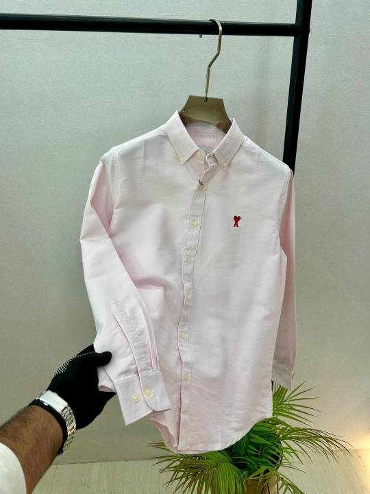 Ami Pink Embroidery Logo Oxford Lycra Premium Shirt F3825-pi - Image 3