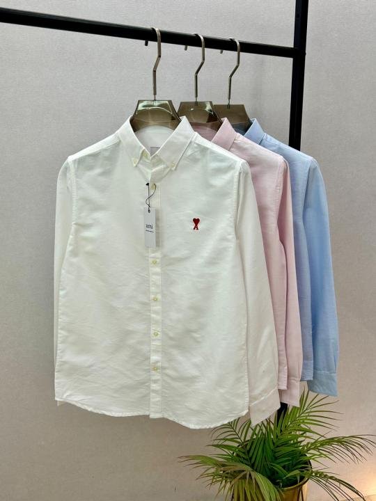 Ami Pink Embroidery Logo Oxford Lycra Premium Shirt F3825-pi - Image 2