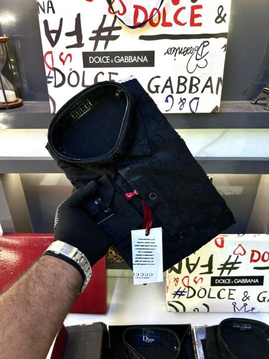 Gucci Gucci Imported Monogram Allover Premium Black Shirt With Brand Box Packing And Carry Bag F3222-bl - Image 4