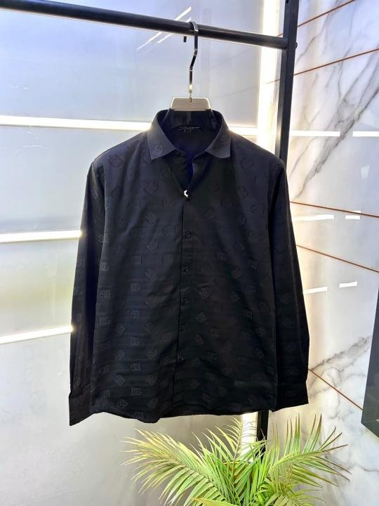 Dolce & Gabbana Dolc E & Gabban A Imported Monogram Allover Premium Black Shirt With Brand Box Packing And Carry Bag F3222-bl