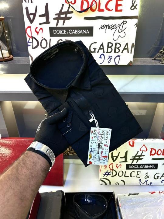 Dolce & Gabbana Dolc E & Gabban A Imported Monogram Allover Premium Black Shirt With Brand Box Packing And Carry Bag F3222-bl - Image 9