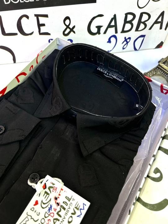 Dolce & Gabbana Dolc E & Gabban A Imported Monogram Allover Premium Black Shirt With Brand Box Packing And Carry Bag F3222-bl - Image 8