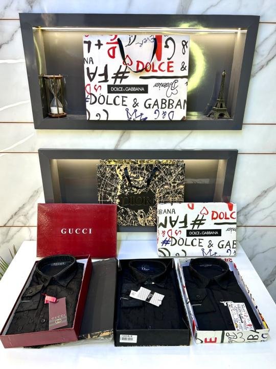 Dolce & Gabbana Dolc E & Gabban A Imported Monogram Allover Premium Black Shirt With Brand Box Packing And Carry Bag F3222-bl - Image 3