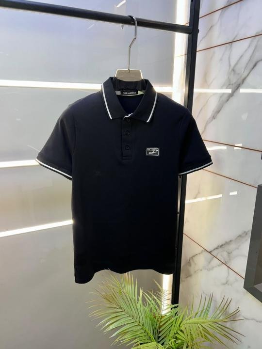 Karl Lagerfeld Black Polo Premium Collar Neck T-shirt F3651-bl